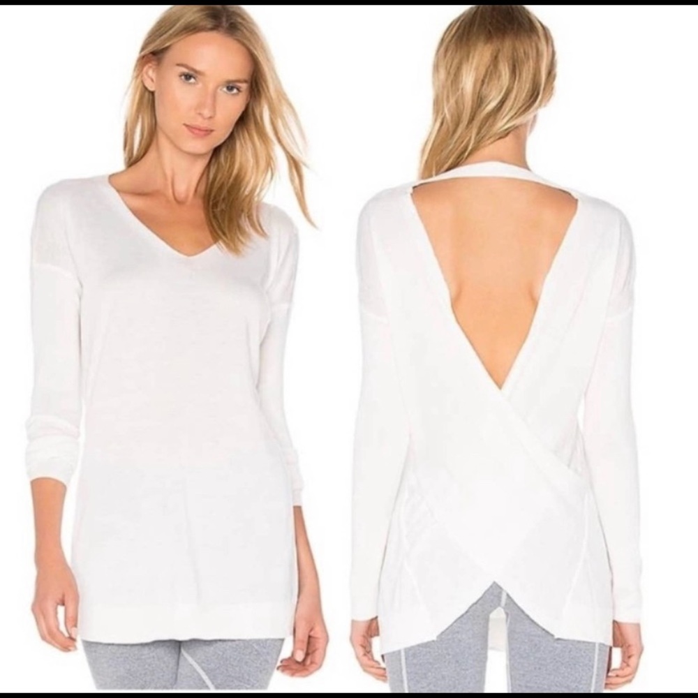 NWT VIMMIA SHAVASANA REVERSIBLE CREAM LNG SLV SWEATER V-NECK SZ M